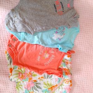 🔥3 pcs NEW BORN Baby girl clothes+ 1 swaddle